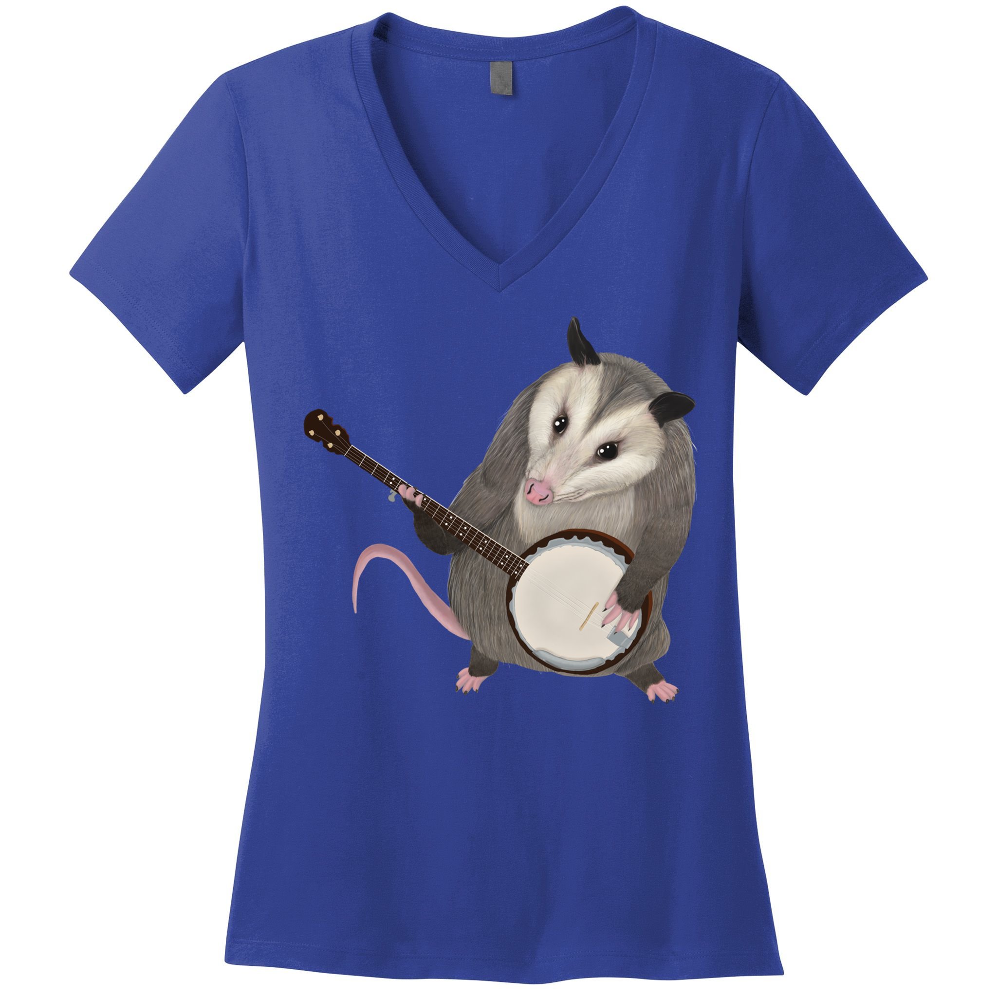 Opossum Playing The Banjo Gift Possum Gift Women's V-Neck T-Shirt