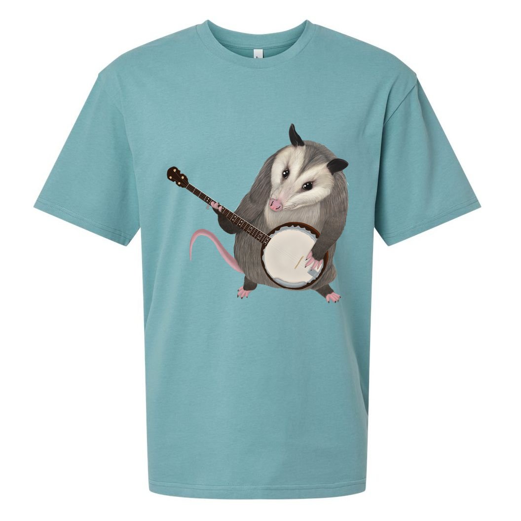 Opossum Playing The Banjo Gift Possum Gift Sueded Cloud Jersey T-Shirt