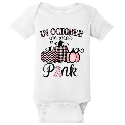 October Pink Thanksgiving Breast Cancer Support Baby Bodysuit