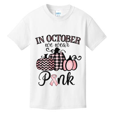 October Pink Thanksgiving Breast Cancer Support Kids T-Shirt
