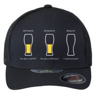 Optimist Pessimist Realist I Need A Beer Flexfit Unipanel Trucker Cap