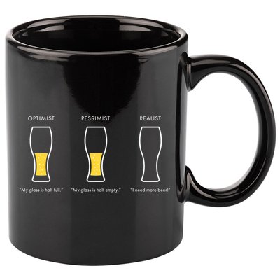 Optimist Pessimist Realist I Need A Beer 11oz C Handle Ceramic Mug