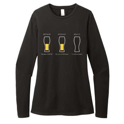 Optimist Pessimist Realist I Need A Beer Womens CVC Long Sleeve Shirt