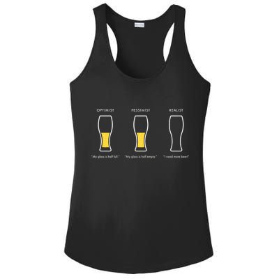 Optimist Pessimist Realist I Need A Beer Ladies PosiCharge Competitor Racerback Tank