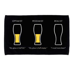 Optimist Pessimist Realist I Need A Beer Microfiber Hand Towel