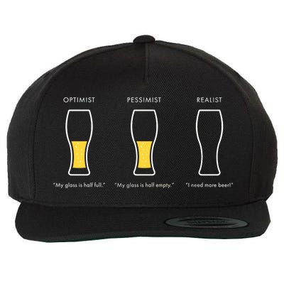 Optimist Pessimist Realist I Need A Beer Wool Snapback Cap