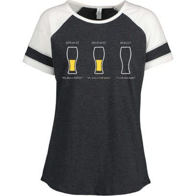 Optimist Pessimist Realist I Need A Beer Enza Ladies Jersey Colorblock Tee