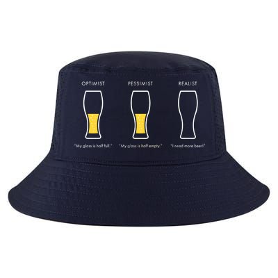 Optimist Pessimist Realist I Need A Beer Cool Comfort Performance Bucket Hat