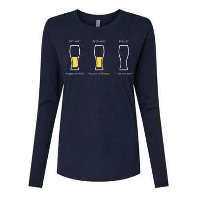 Optimist Pessimist Realist I Need A Beer Womens Cotton Relaxed Long Sleeve T-Shirt