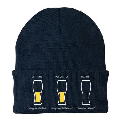 Optimist Pessimist Realist I Need A Beer Knit Cap Winter Beanie