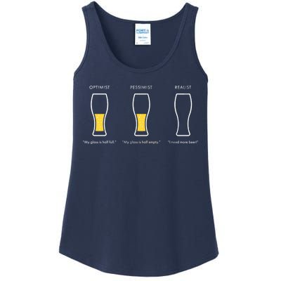 Optimist Pessimist Realist I Need A Beer Ladies Essential Tank