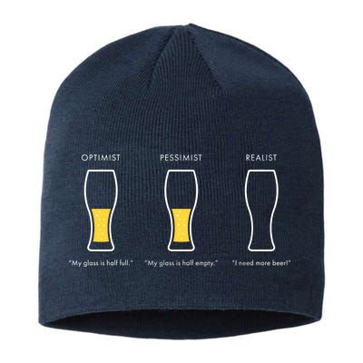 Optimist Pessimist Realist I Need A Beer Sustainable Beanie