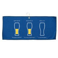 Optimist Pessimist Realist I Need A Beer Large Microfiber Waffle Golf Towel