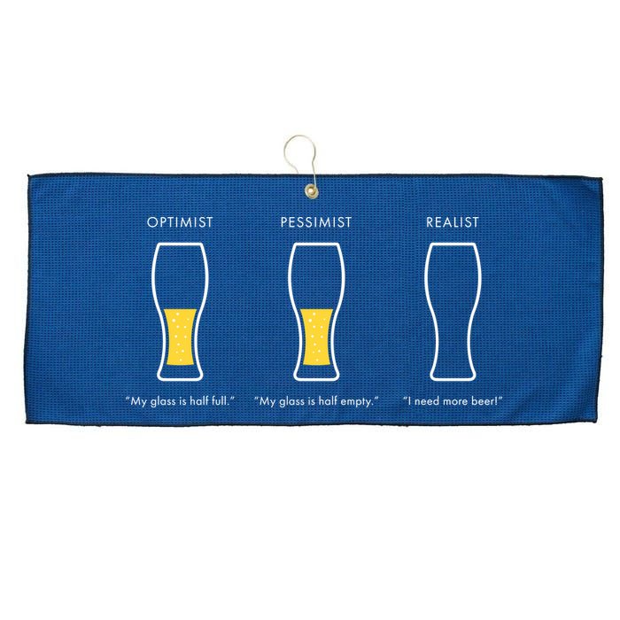 Optimist Pessimist Realist I Need A Beer Large Microfiber Waffle Golf Towel