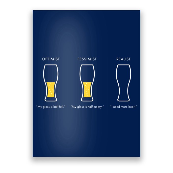 Optimist Pessimist Realist I Need A Beer Poster