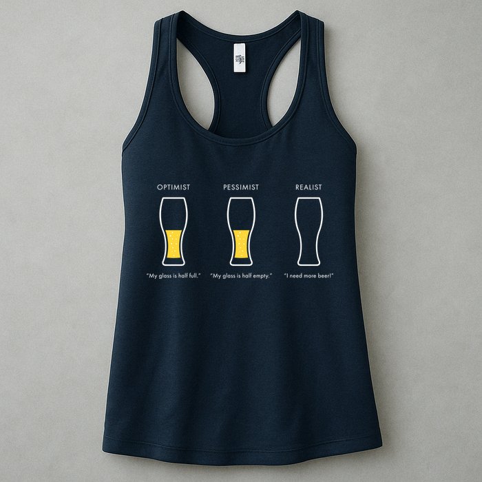 Optimist Pessimist Realist I Need A Beer Womens Tank Top