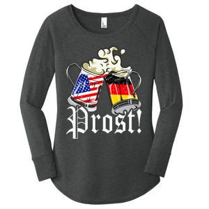 Oktoberfest Prost Usa Germany Flags Women's Perfect Tri Tunic Long Sleeve Shirt