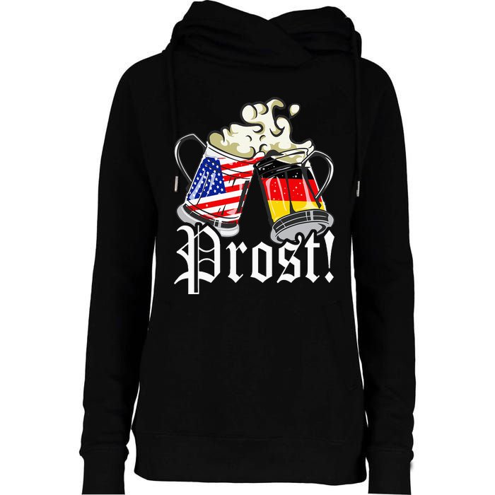 Oktoberfest Prost Usa Germany Flags Womens Funnel Neck Pullover Hood