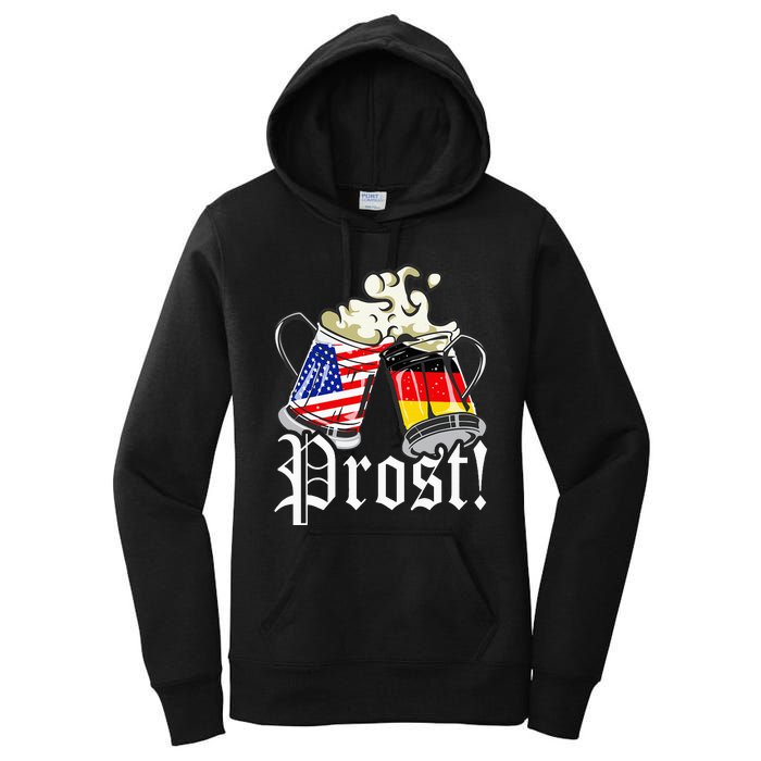 Oktoberfest Prost Usa Germany Flags Women's Pullover Hoodie