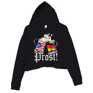 Oktoberfest Prost Usa Germany Flags Crop Fleece Hoodie