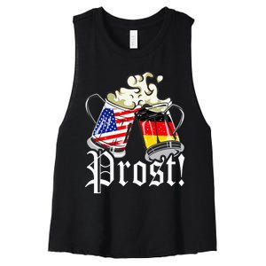 Oktoberfest Prost Usa Germany Flags Women's Racerback Cropped Tank