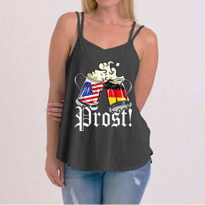 Oktoberfest Prost Usa Germany Flags Women's Strappy Tank