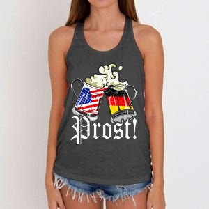 Oktoberfest Prost Usa Germany Flags Women's Knotted Racerback Tank