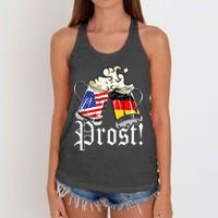 Oktoberfest Prost Usa Germany Flags Women's Knotted Racerback Tank