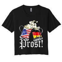 Oktoberfest Prost Usa Germany Flags Women's Crop Top Tee