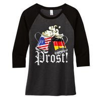 Oktoberfest Prost Usa Germany Flags Women's Tri-Blend 3/4-Sleeve Raglan Shirt