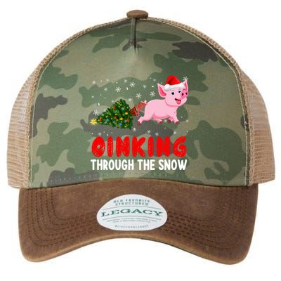 Oinking Pig Under Snow Christmas Tree Santa Pig Farm Farmer Gift Legacy Tie Dye Trucker Hat