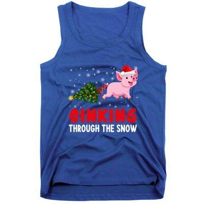 Oinking Pig Under Snow Christmas Tree Santa Pig Farm Farmer Gift Tank Top