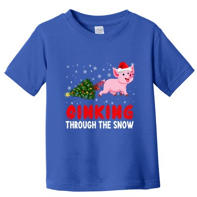 Oinking Pig Under Snow Christmas Tree Santa Pig Farm Farmer Gift Toddler T-Shirt