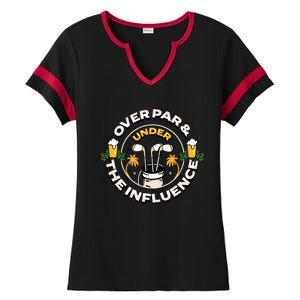 Over Par & Under The Influence Funny Golf Ladies Halftime Notch Neck Tee