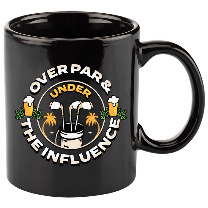 Over Par & Under The Influence Funny Golf 11oz C Handle Ceramic Mug