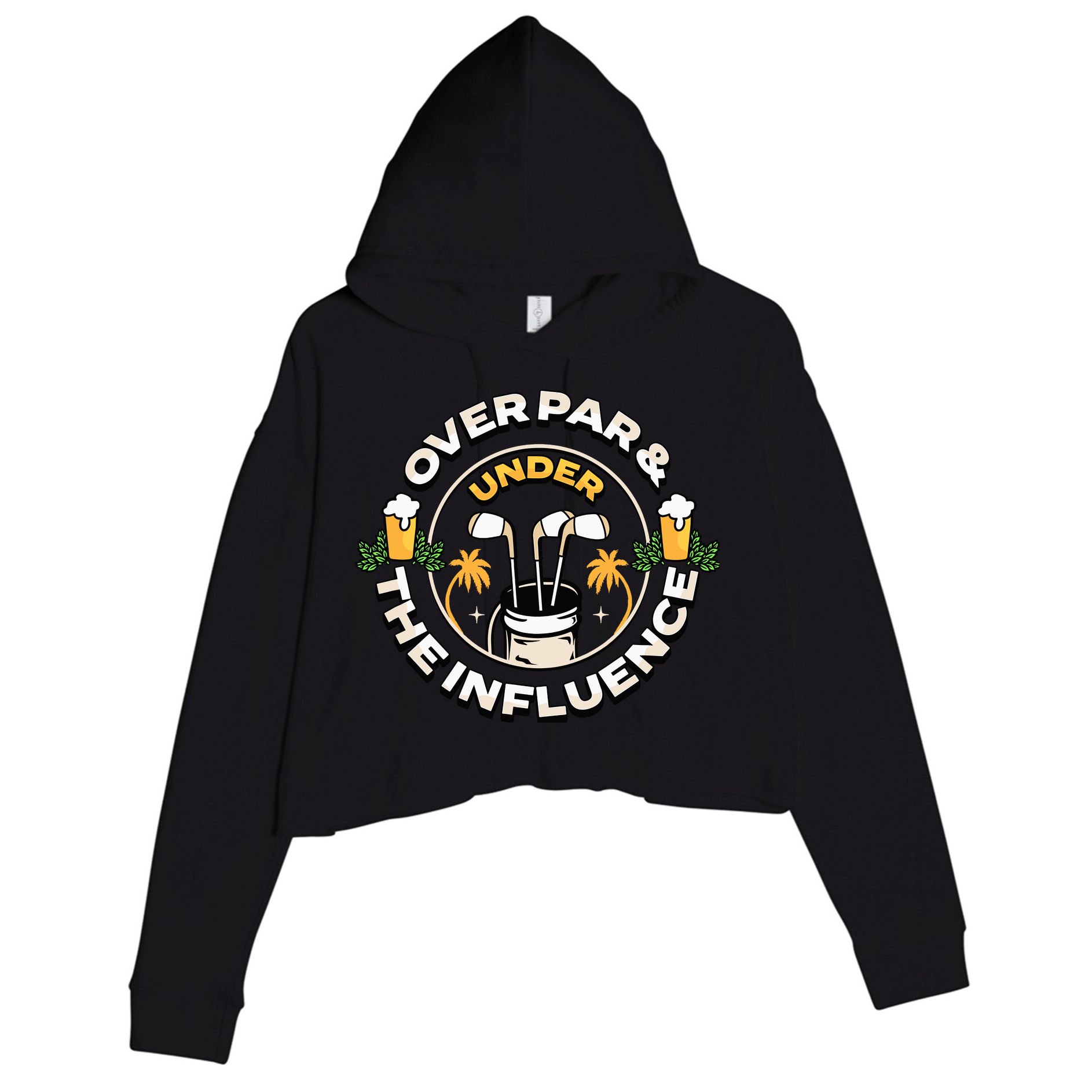 Over Par & Under The Influence Funny Golf Crop Fleece Hoodie