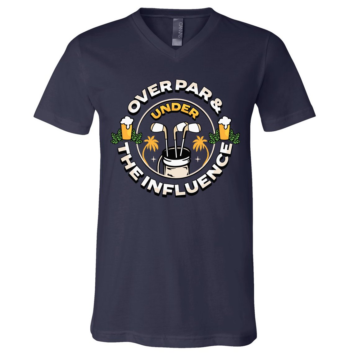Over Par & Under The Influence Funny Golf V-Neck T-Shirt