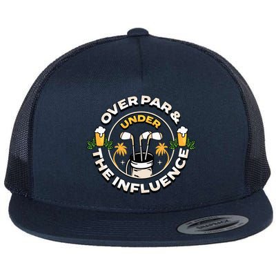 Over Par & Under The Influence Funny Golf Flat Bill Trucker Hat