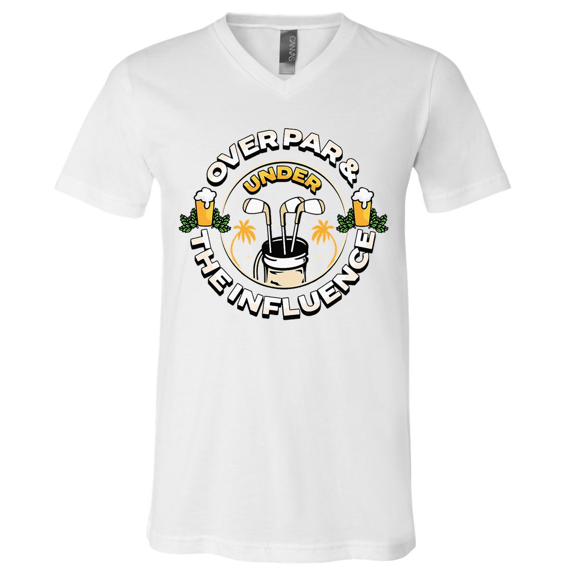 Over Par & Under The Influence Funny Golf V-Neck T-Shirt