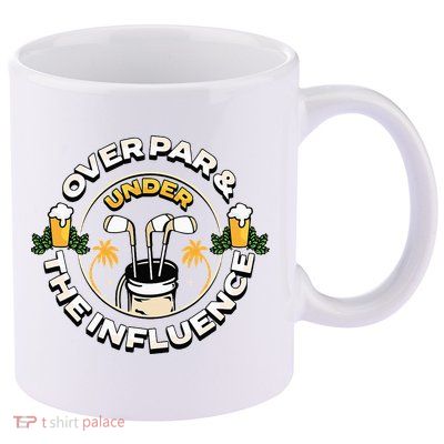 Over Par & Under The Influence Funny Golf 11oz C Handle Ceramic Mug