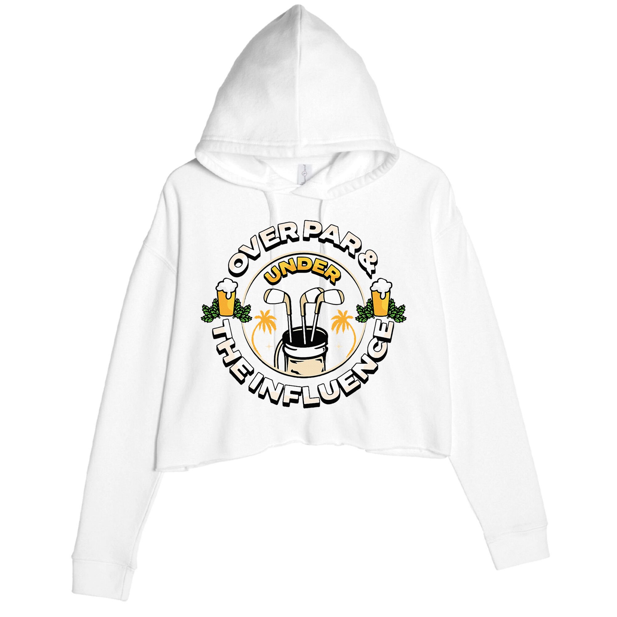 Over Par & Under The Influence Funny Golf Crop Fleece Hoodie