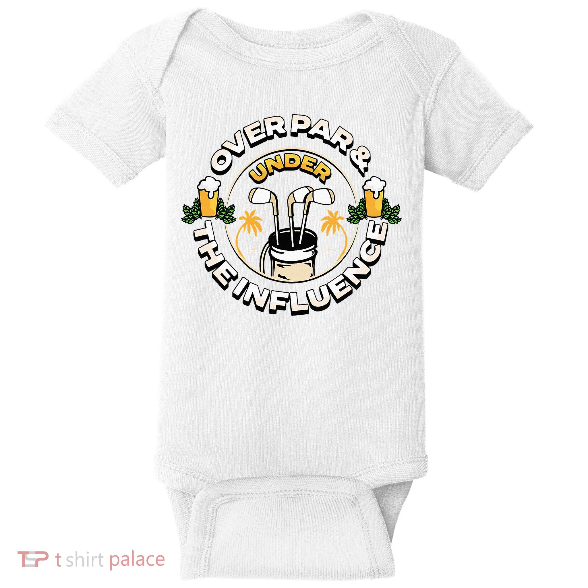 Over Par & Under The Influence Funny Golf Baby Bodysuit