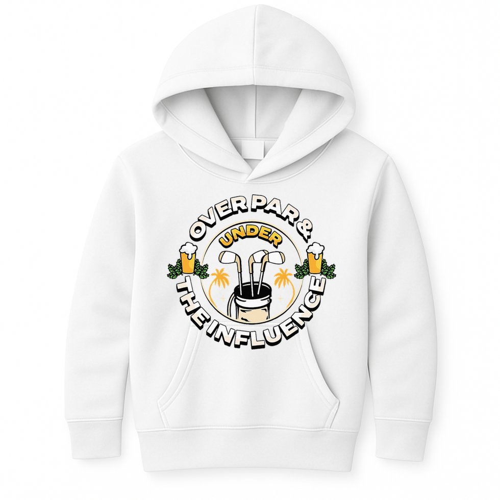 Over Par & Under The Influence Funny Golf Kids Hoodie