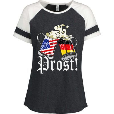 Oktoberfest Prost Usa Germany Flags Enza Ladies Jersey Colorblock Tee