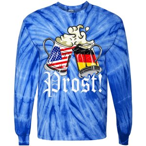 Oktoberfest Prost Usa Germany Flags Tie-Dye Long Sleeve Shirt