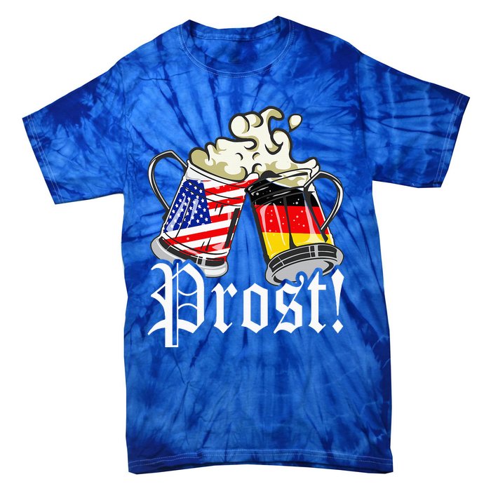 Oktoberfest Prost Usa Germany Flags Tie-Dye T-Shirt