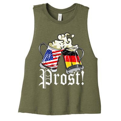 Oktoberfest Prost Usa Germany Flags Women's Racerback Cropped Tank