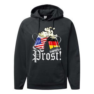 Oktoberfest Prost Usa Germany Flags Performance Fleece Hoodie