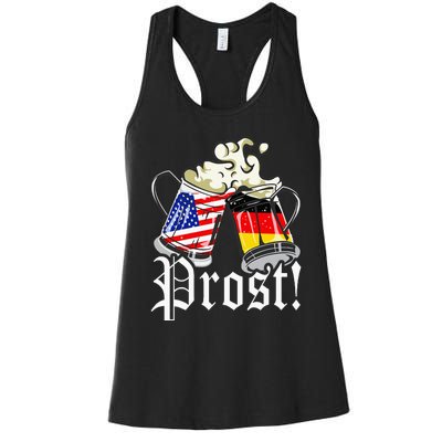 Oktoberfest Prost Usa Germany Flags Women's Racerback Tank