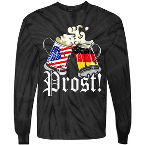 Oktoberfest Prost Usa Germany Flags Tie-Dye Long Sleeve Shirt